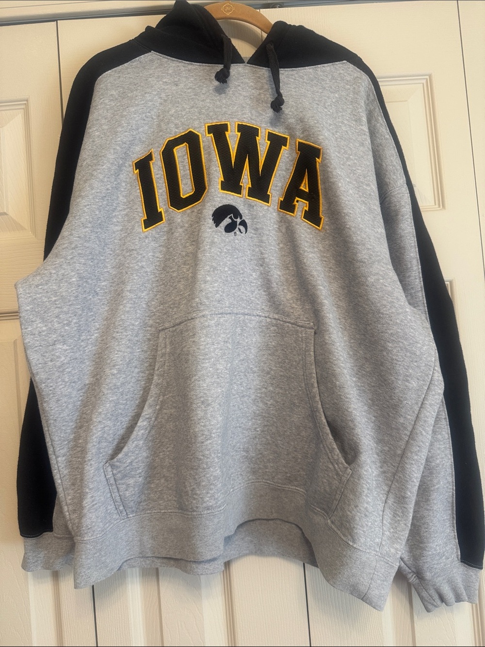 Iowa Hawkeyes Hoodie Sweatshirt - Gray with Black Sleeves